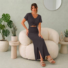 Bra30 Rib Tight Skirt Long