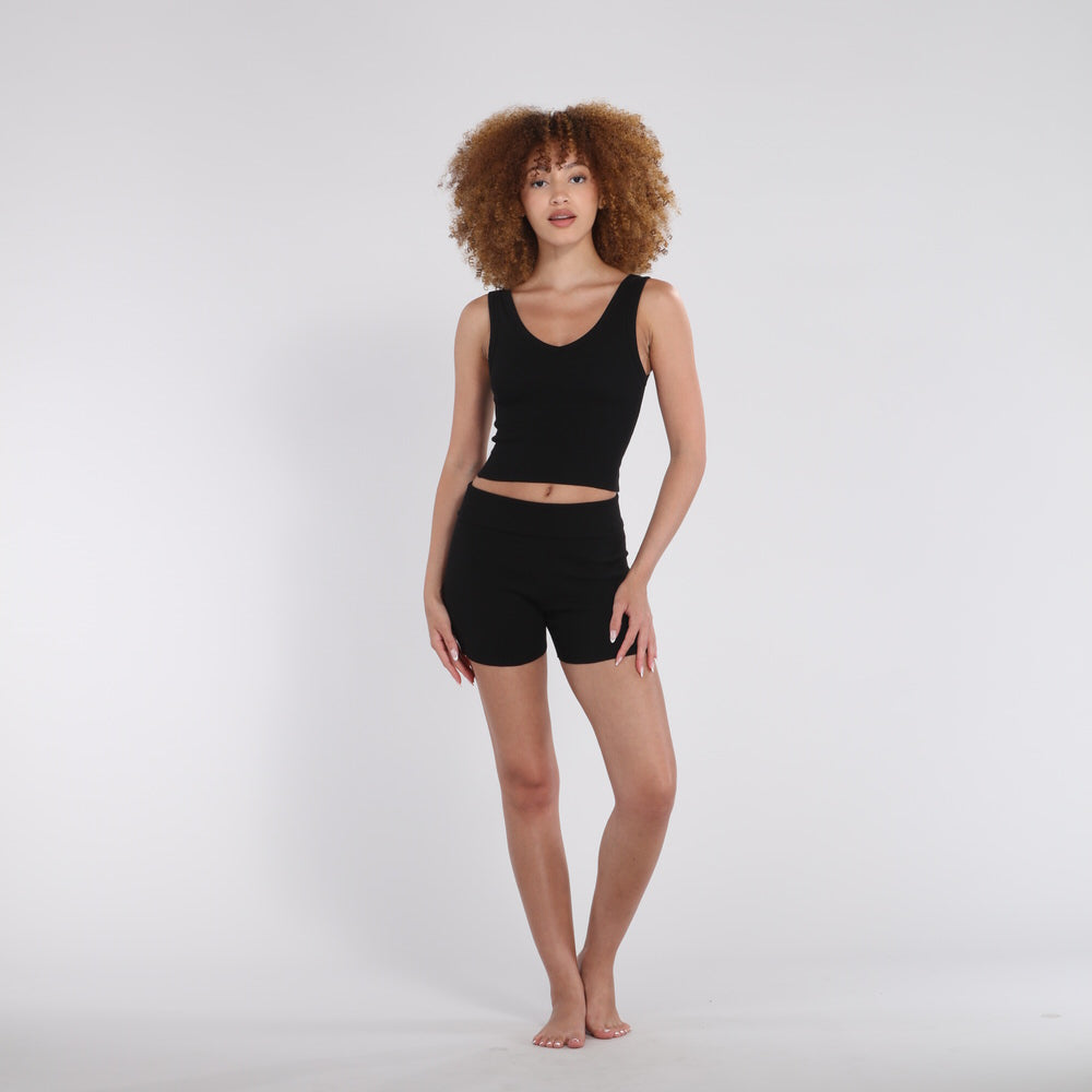 B30 Rib V-Neck Crop