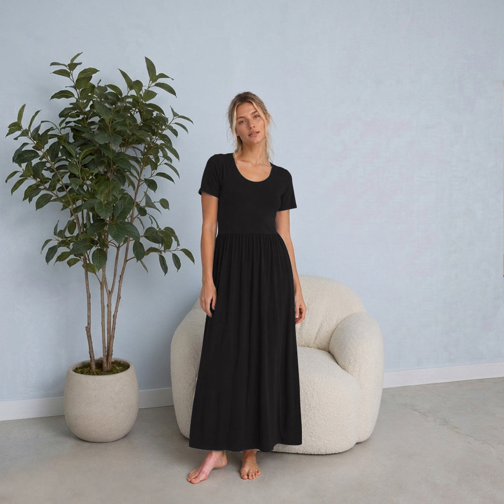Bra30 Short Sleeve Dress Long