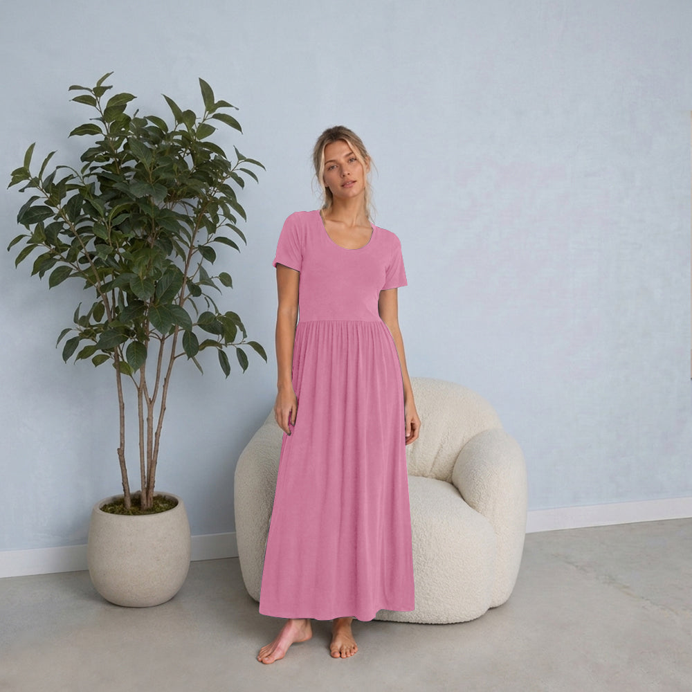 Bra30 Short Sleeve Dress Long