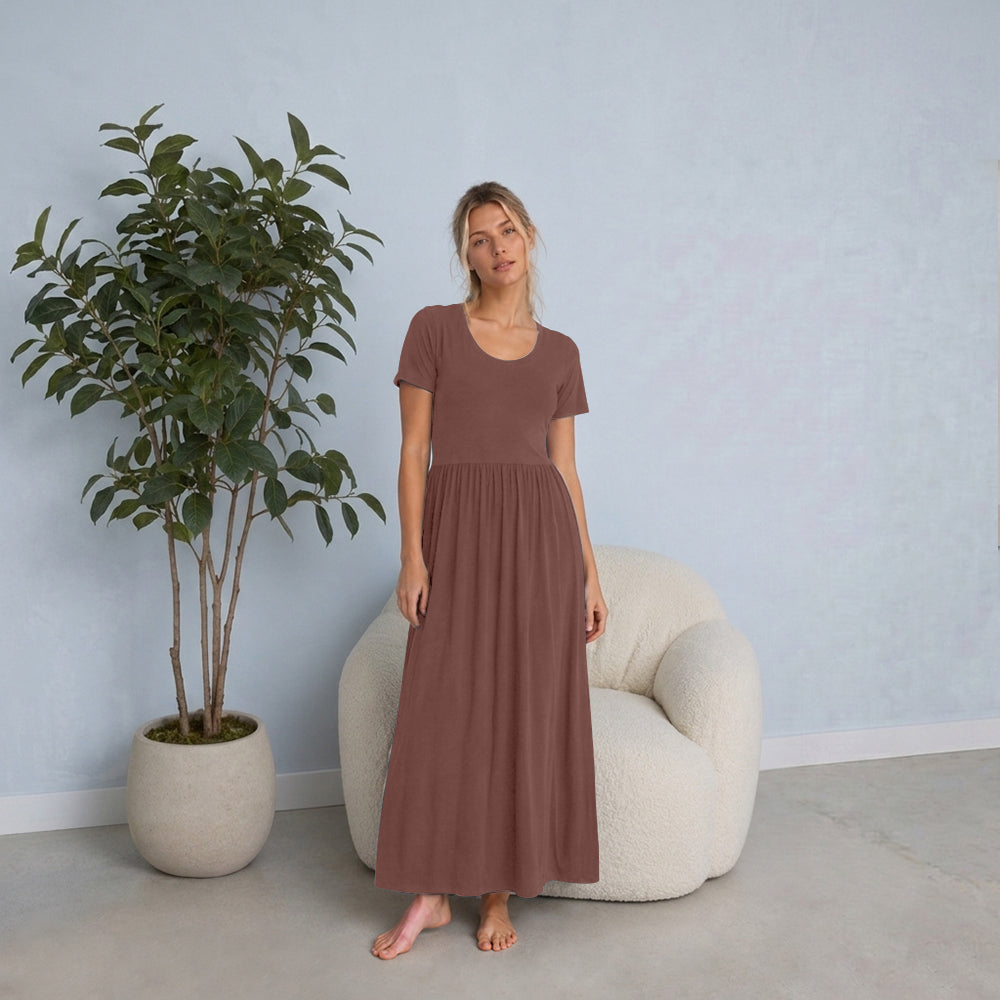 Bra30 Short Sleeve Dress Long