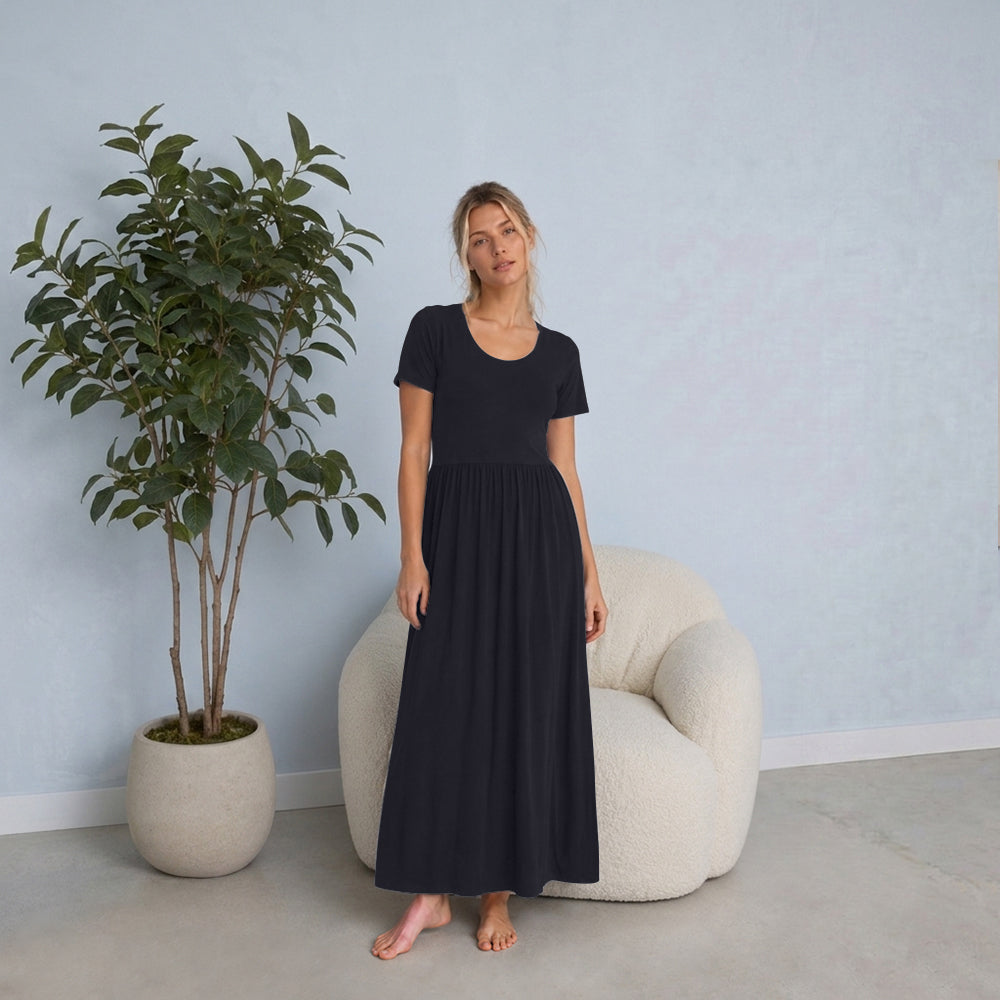 Bra30 Short Sleeve Dress Long