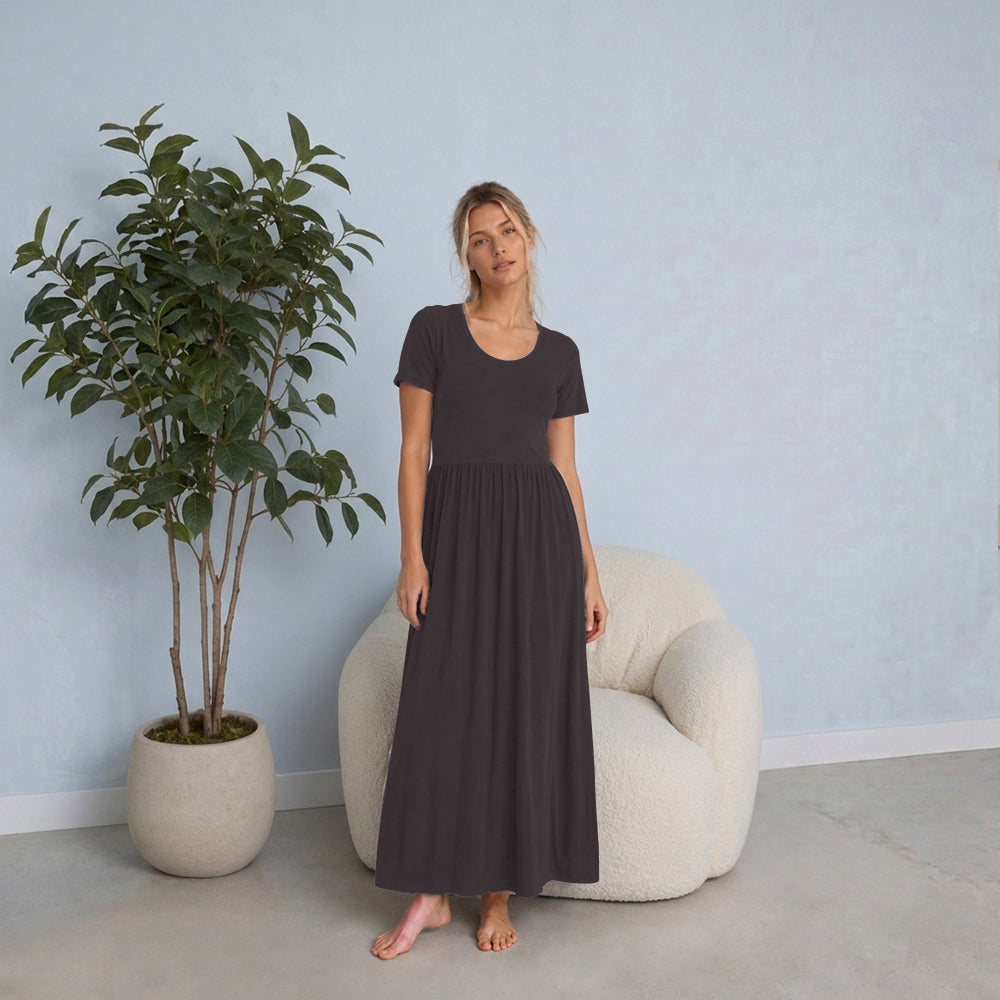 Bra30 Short Sleeve Dress Long
