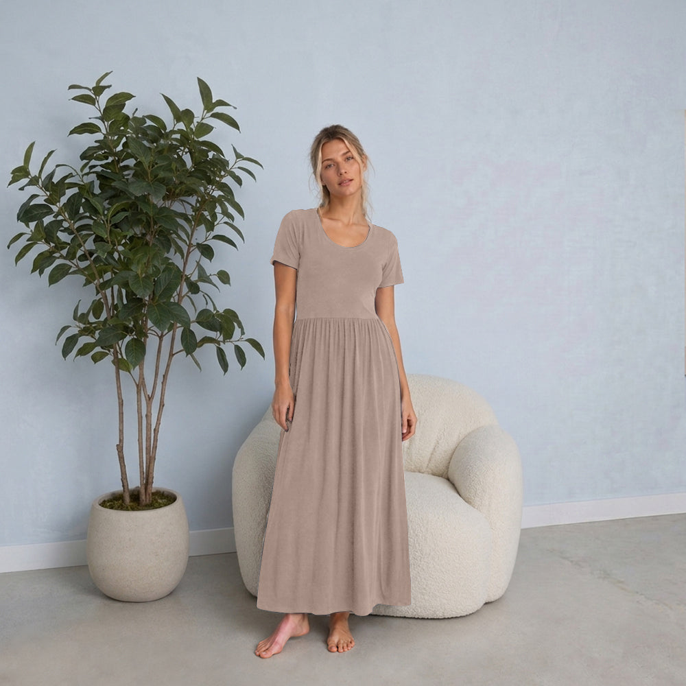 Bra30 Short Sleeve Dress Long