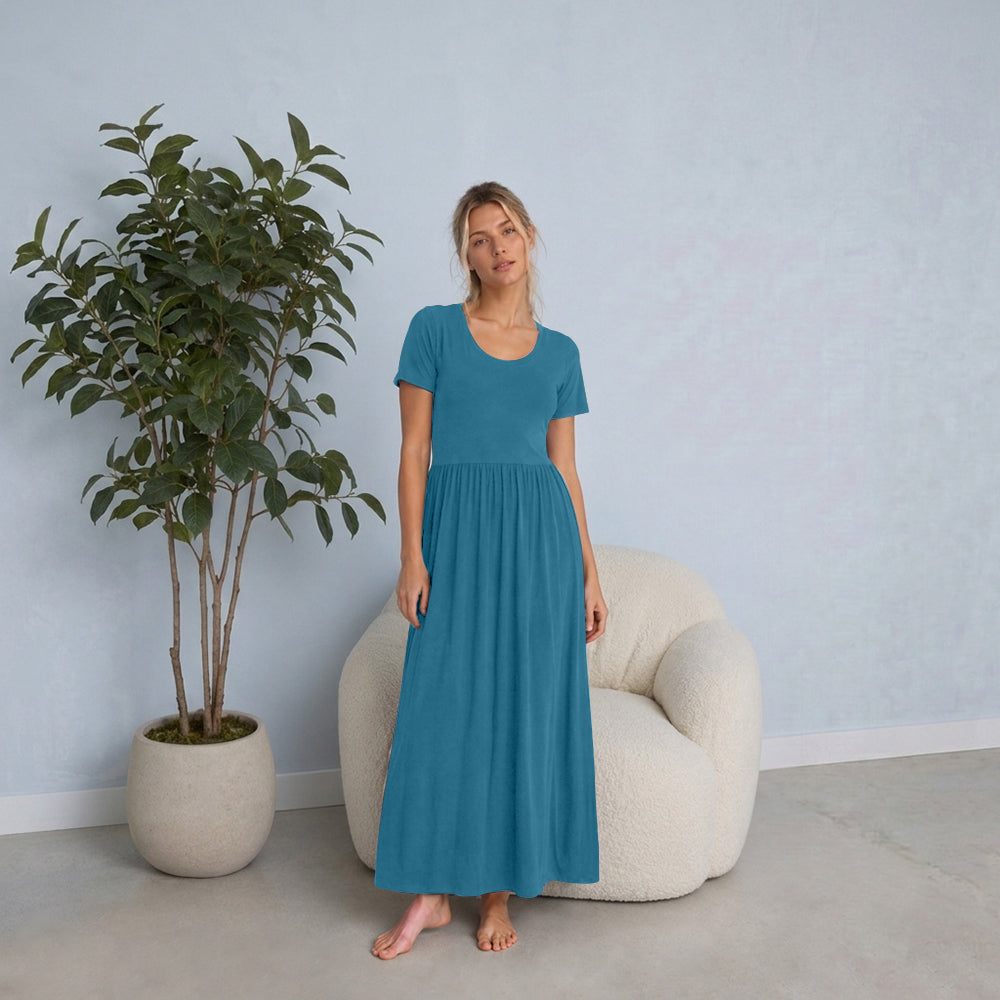 Bra30 Short Sleeve Dress Long