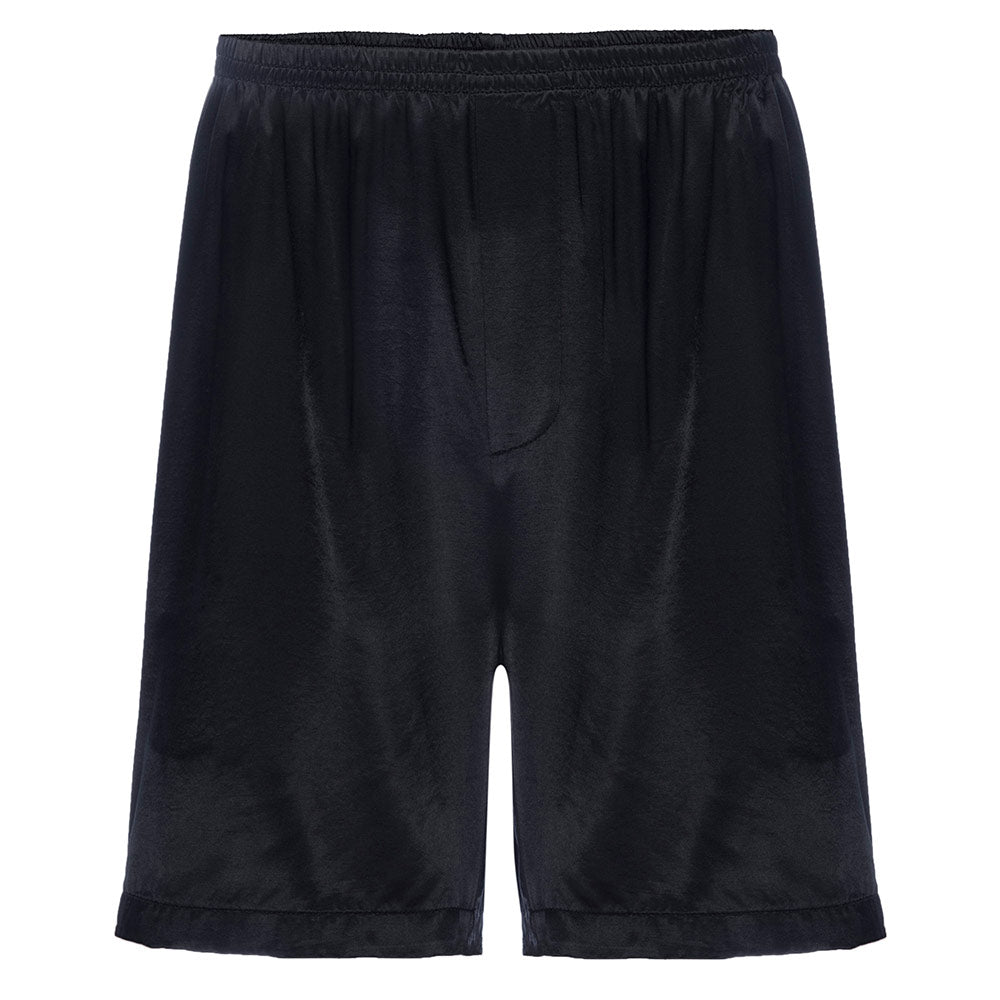 Men’s Adam Satin Boxer With Faux Fly in Black